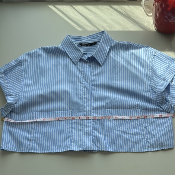 ZARA Cropped Striped Shirt – Size L - Picture 6 of 7
